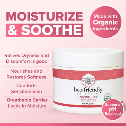 BeeFriendly Organic Vaginal Moisturizer | USDA Certified Organic Vulvar Cream, 2 oz