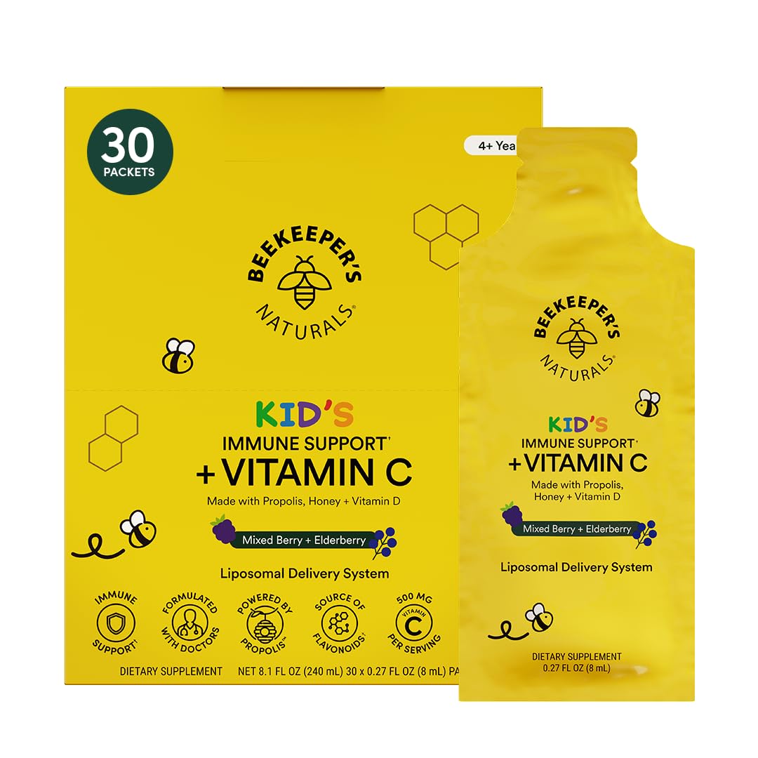 Beekeeper's Naturals Kid's Immune Liposomal Vitamin C 500 mg - Mixed Berry 30 Ct