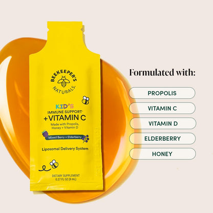 Beekeeper's Naturals Kid's Immune Liposomal Vitamin C 500 mg - Mixed Berry 30 Ct