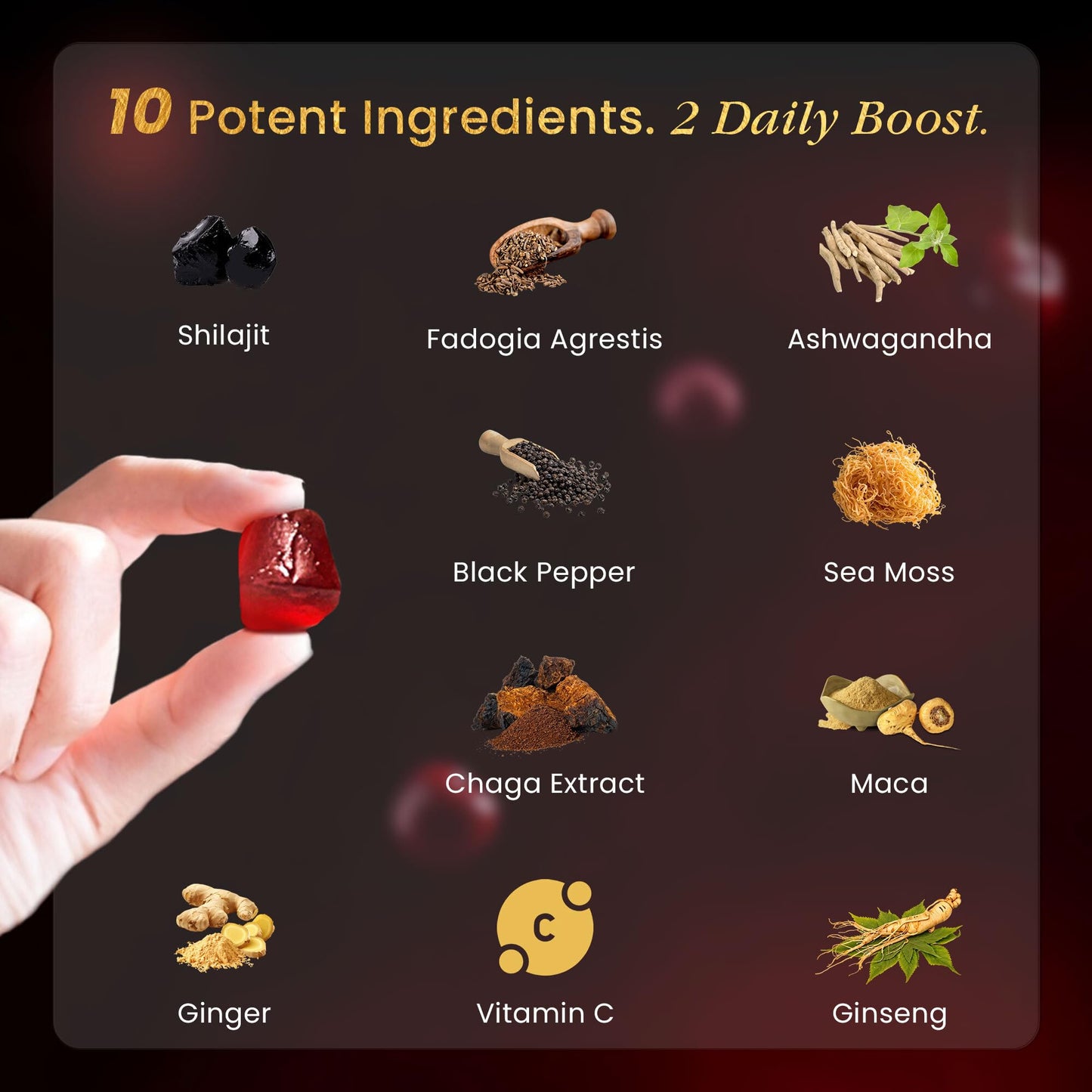 BeepWell 60 Count Gold Shilajit Gummies – 3000mg, 85+ Minerals, Cherry Flavor