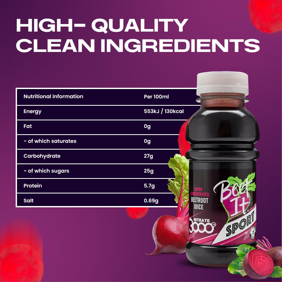 BEET IT Beetroot Juice Nitrate 3000mg – 8.5oz, No Added Sugar, BPA-Free