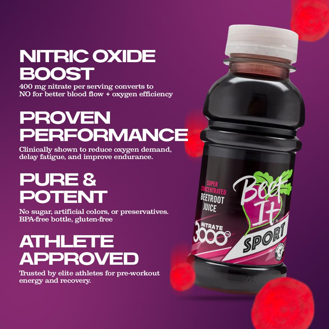 BEET IT Beetroot Juice Nitrate 3000mg – 8.5oz, No Added Sugar, BPA-Free