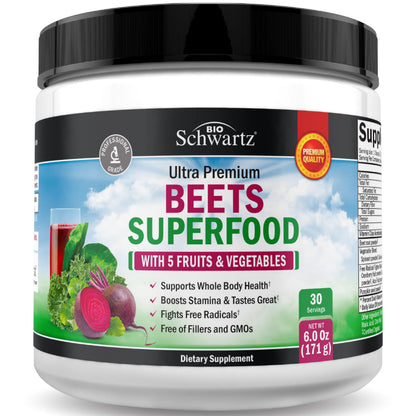 Beet Root Powder - Organic Beets Superfood with Vitamin C | 30 Servings