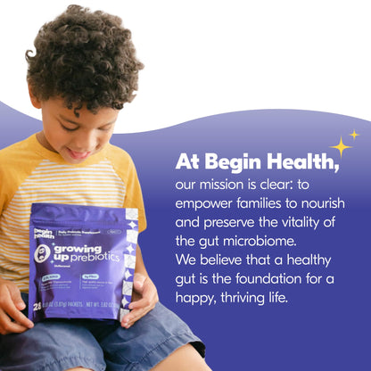 Begin Health Growing Up Prebiotics for Kids 84-Packs | Unflavored Soluble Powder for Digestive Comfort