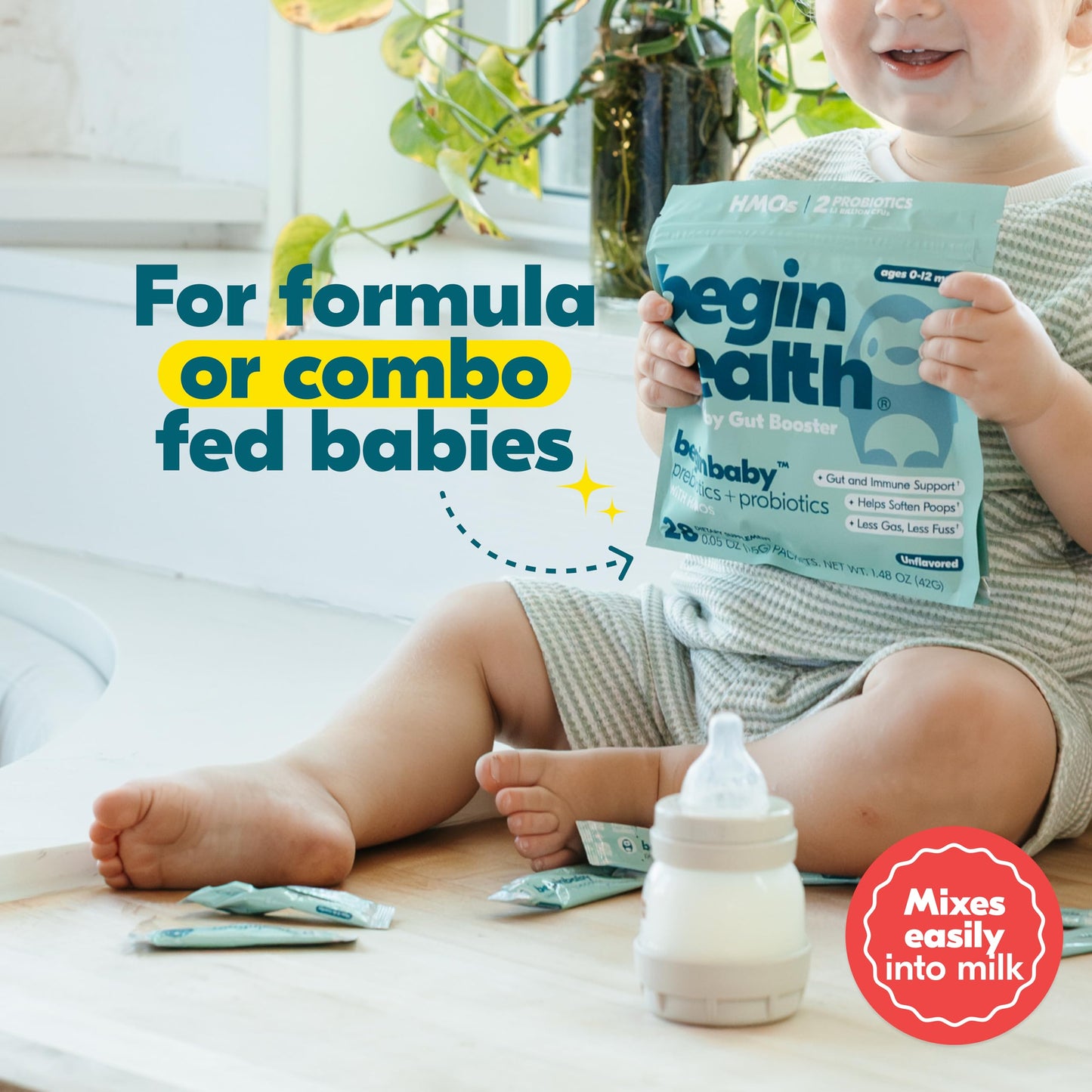 BeginBaby Prebiotics & Probiotics for Infants (0-12 Months) | Begin Health, 28-Pack Unflavored