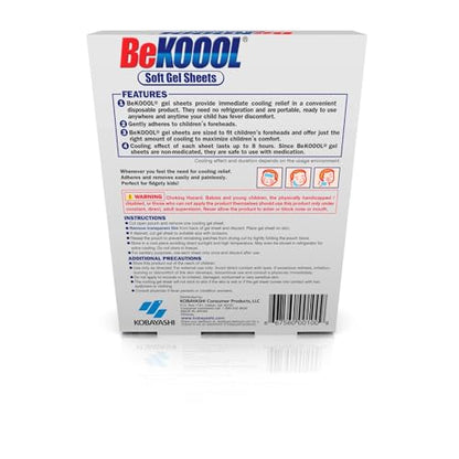 BeKOOOL Kids Gel Sheets for Fever Relief | Soft Cooling Gel Sheets (4 Count)