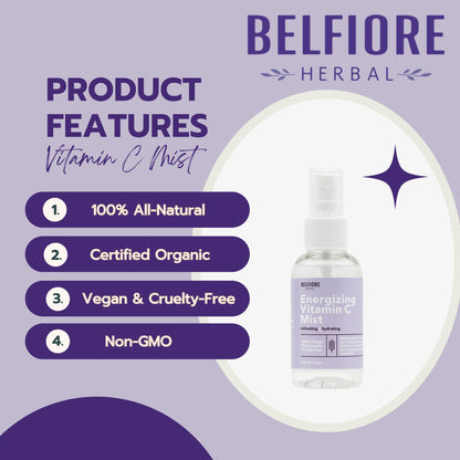 Belfiore Herbal Vitamin C Mist Spray Set – Organic Hydration for Face & Body (3 x 2 oz)