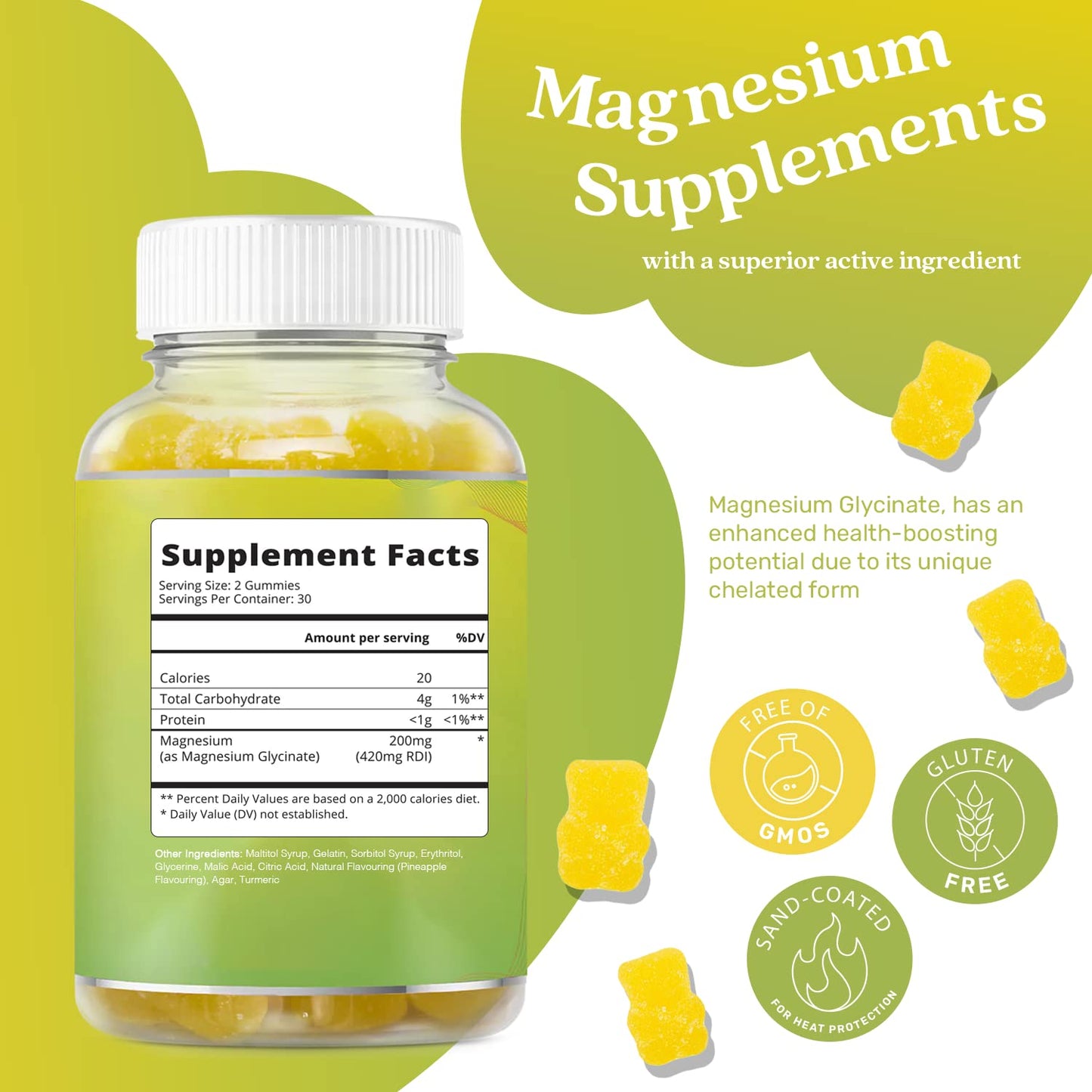 BeLive Magnesium Gummies 200mg - 60 Ct | Glycinate for Relaxation, Sleep & Stress Relief