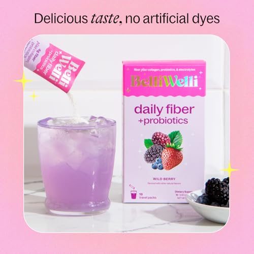 Belli Welli Daily Fiber Packets with Collagen & Probiotics – Wild Berry, 10 Count