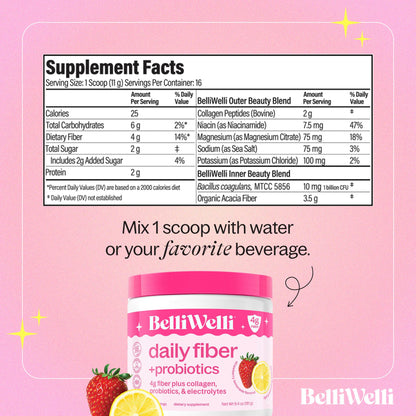 Belli Welli Fiber Supplement – Strawberry Lemonade (Organic Acacia)