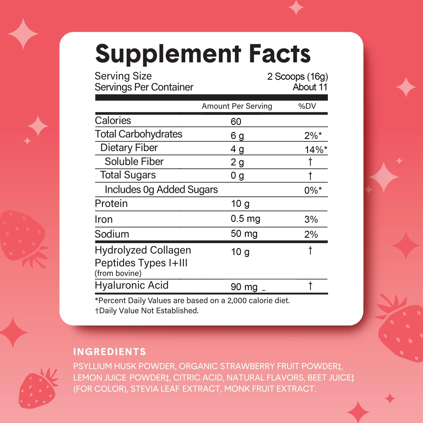 Bellway Super Fiber Powder + Collagen – Sugar-Free Psyllium Husk for Gut Health, Skin & Joints (Strawberry Lemonade)