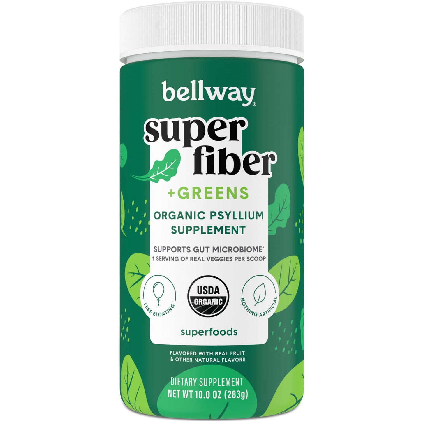 Bellway Super Fiber + Greens Powder | Sugar-Free Psyllium Husk Fiber (30 Servings)