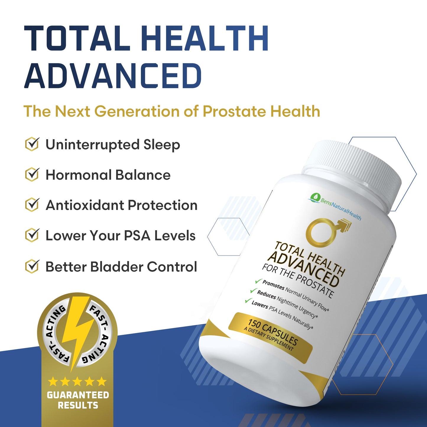 Ben's Natural Health Total Health Prostate Support – 29-Ingredient Formula, 150 Capsules