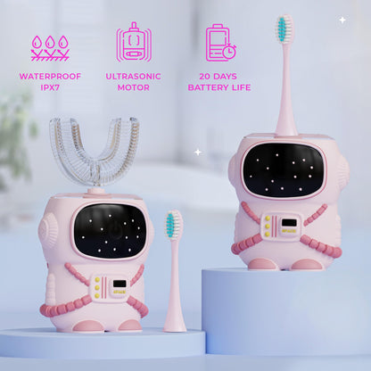 Bendi Sensory 360 U-Shaped Astronaut Kids Toothbrush – Pink, 5 Modes, Memory Function