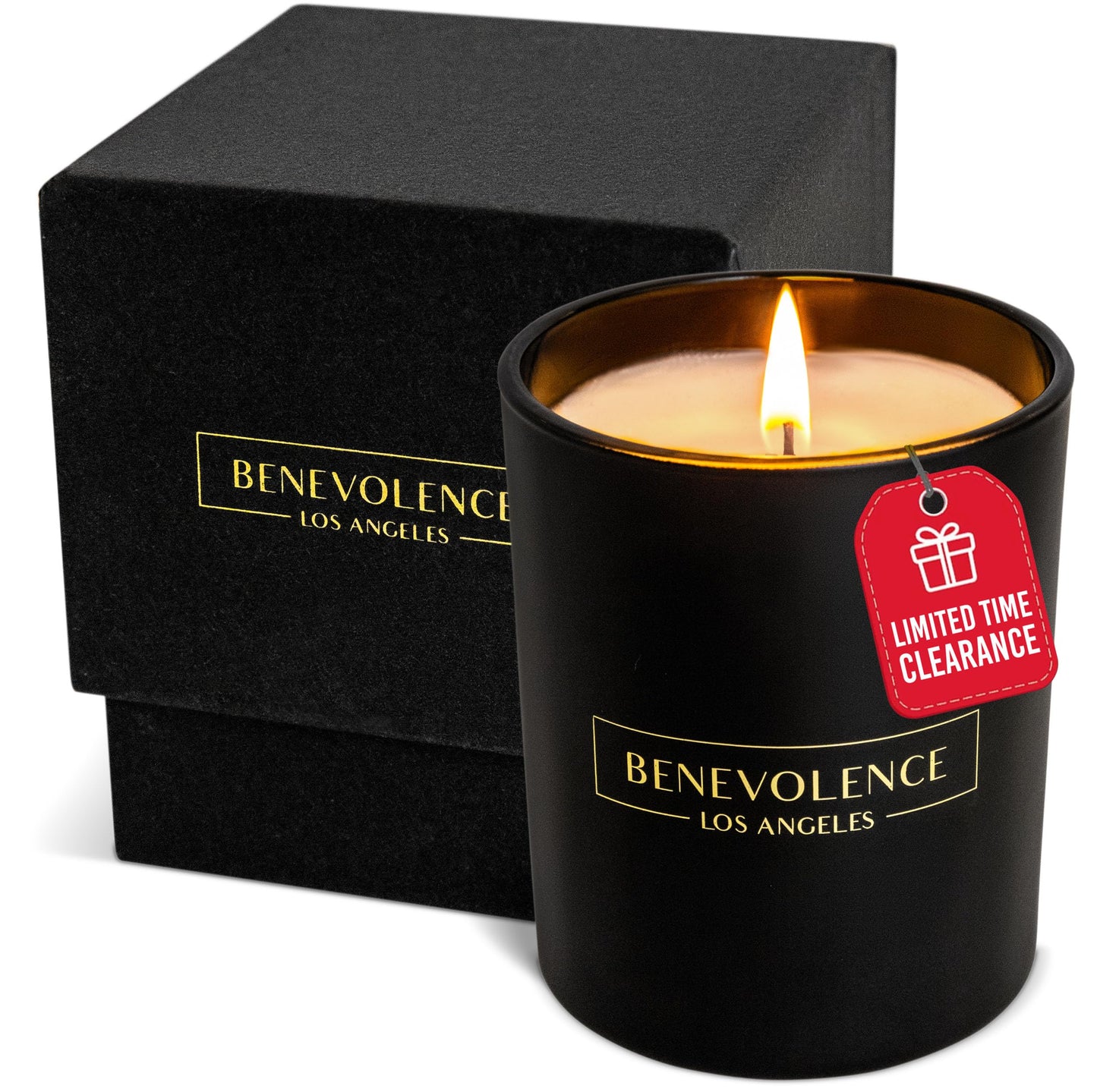 Benevolence LA Clearance Candle – Rose & Sandalwood | 6oz Soy Candle | Matte Black Vessel | Home Fragrance
