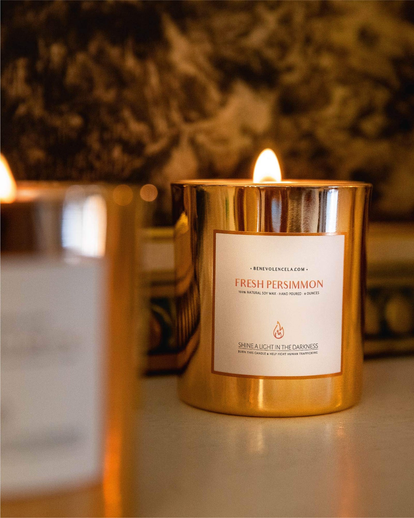 Benevolence LA Persimmon Wood Wick Soy Candles - 8oz, 45 Hour Burn