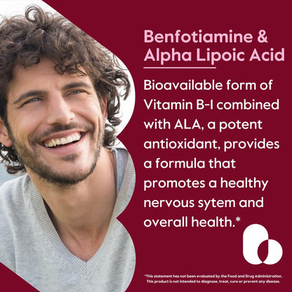 Benfotiamine 150mg + Alpha Lipoic Acid 300mg - 120 Veg Capsules | No Stearates, Vegan, Gluten Free, Non-GMO