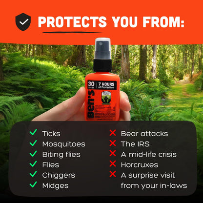 Ben's Tick & Insect Repellent – Travel Size 30% DEET, Up to 7 Hours, Fragrance-Free (4 Pack)