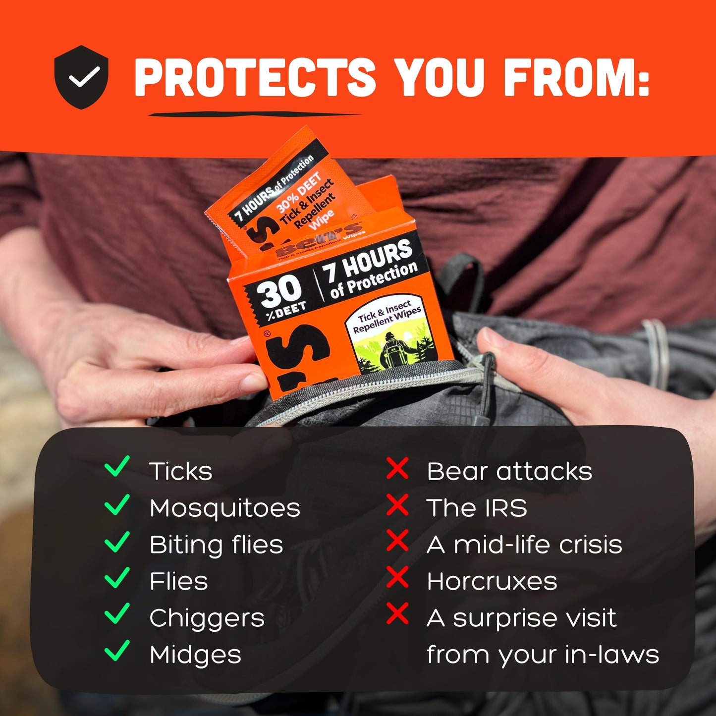 Ben's Tick & Insect Repellent Wipes - 30% DEET, Up to 7 Hours Protection - Alcohol- & Fragrance-Free | 12 Wipes (4 Pack)