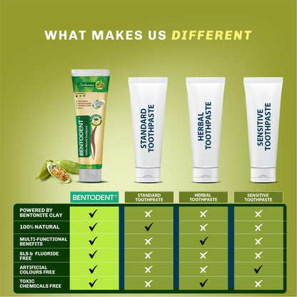 Bentodent Fluoride-Free Remineralizing Bentonite Toothpaste with Cardamom – Mint-Free, 3.52 oz