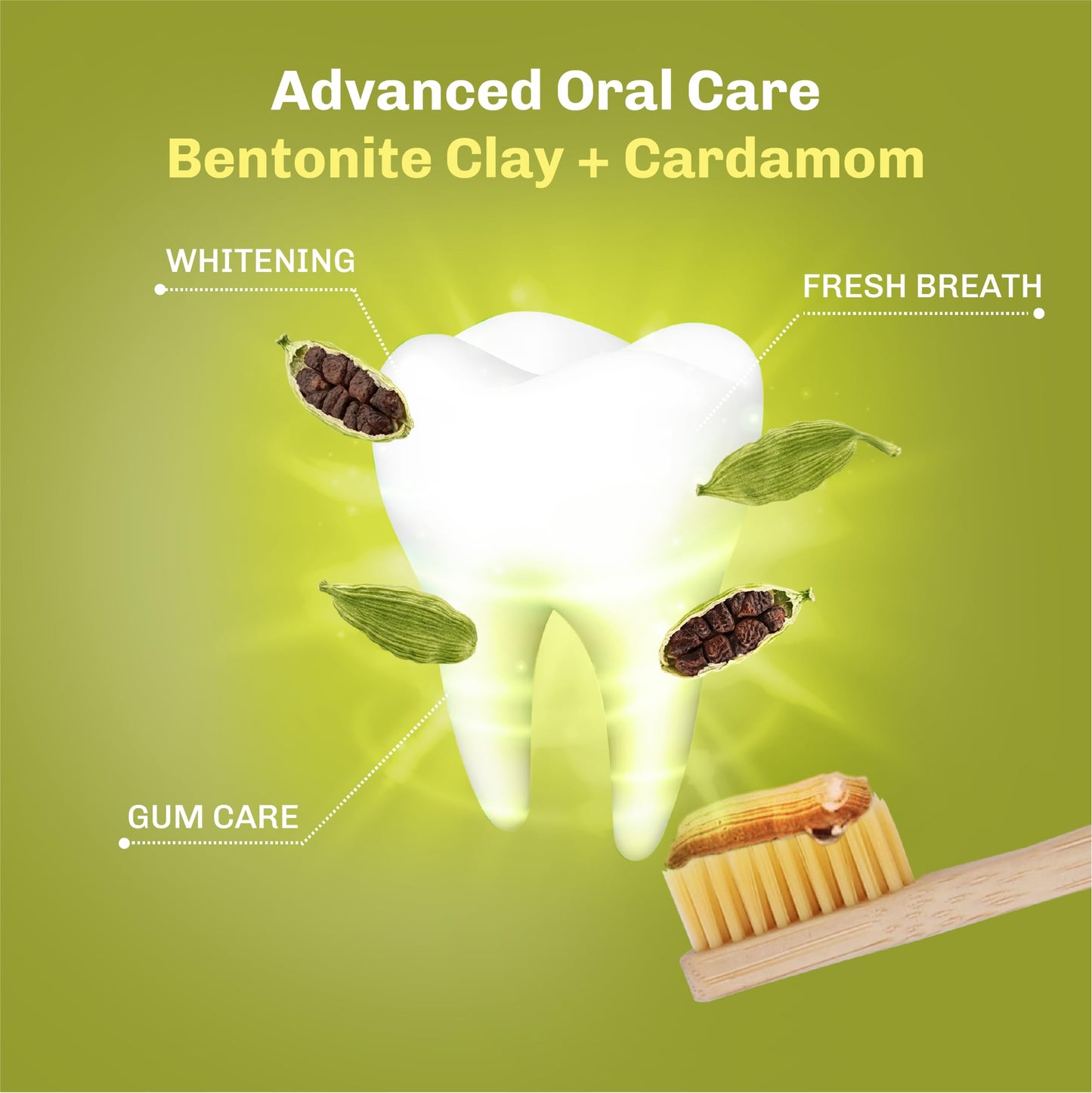 BENTODENT Fluoride-Free Remineralizing Calcium Bentonite Clay Toothpaste – Cardamom, Mint-Free, 3.52 oz