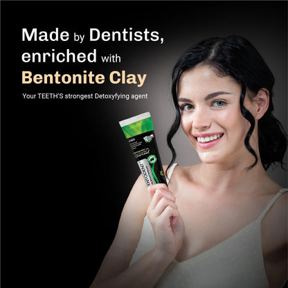 BENTODENT Toothpaste - Bentonite Clay & Activated Charcoal, Fluoride-Free, SLS-Free, Vegan, 3.52 oz