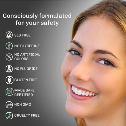 BENTODENT Toothpaste - Bentonite Clay & Activated Charcoal, Fluoride-Free, SLS-Free, Vegan, 3.52 oz