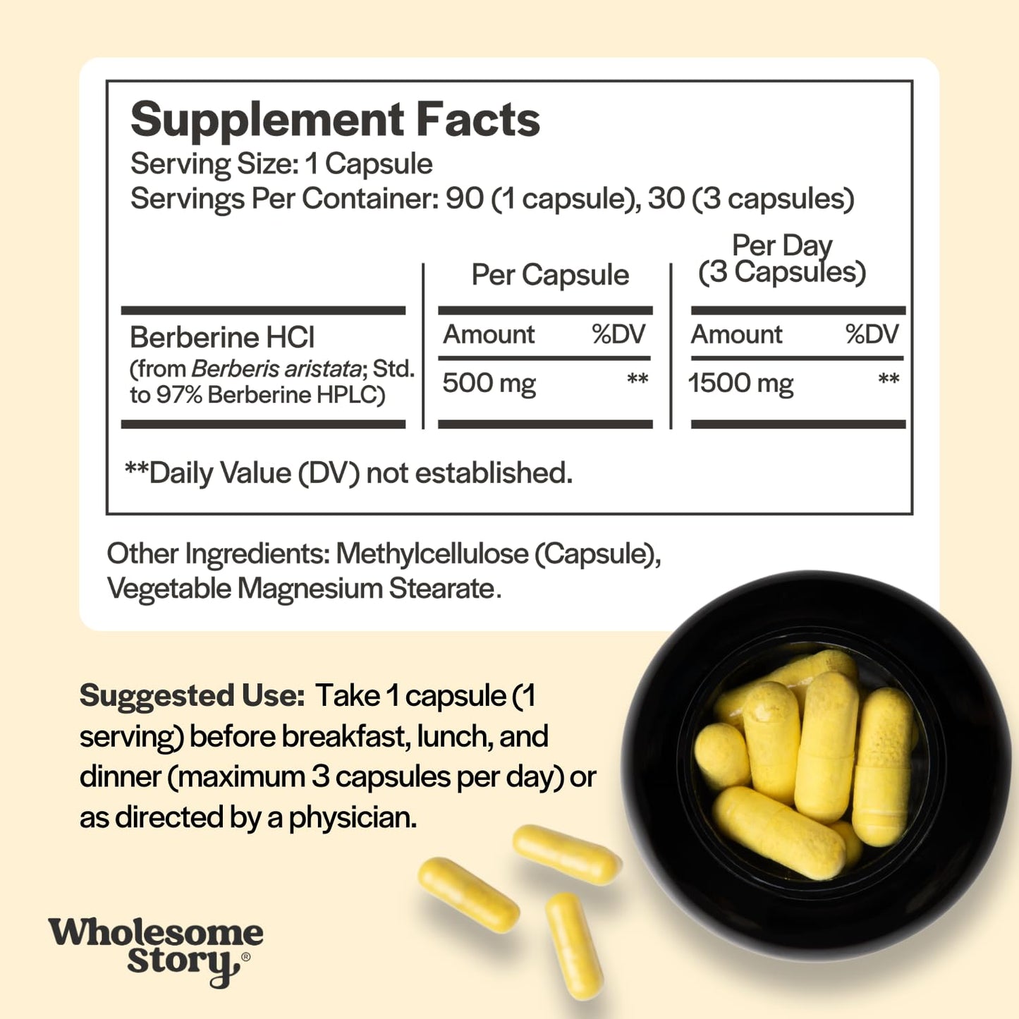 Berberine Supplement 1500mg – 97% Purity | 90 Capsules | Metabolic & Hormonal Support