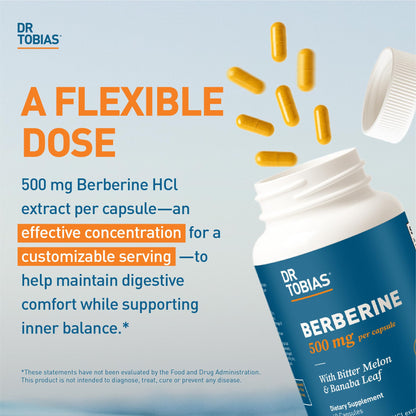 Dr. Tobias Berberine 500mg – Berberine Supplement for Gut Health & Immune Support (60 Capsules) | Vegan, Non-GMO