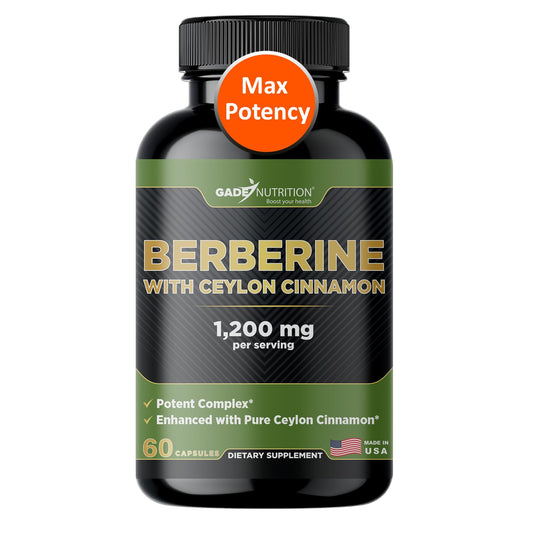 Gade Nutrition Berberine with Ceylon Cinnamon | Berberine HCl 1200 mg | USA Made