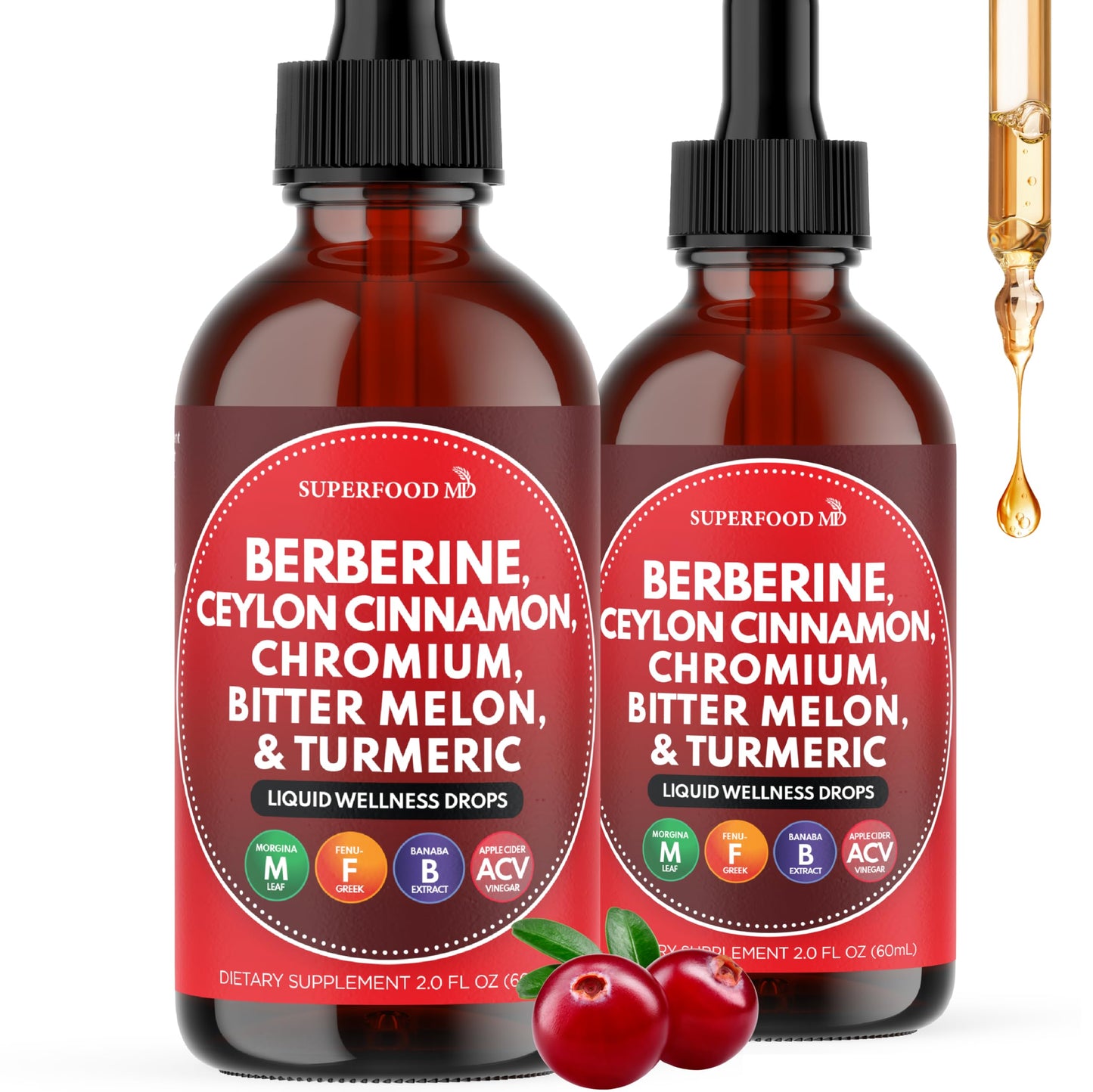 Berberine with Ceylon Cinnamon Liquid Drops – Immune Support & Metabolic Health 4oz