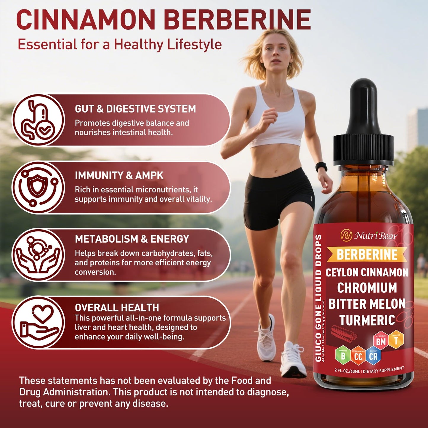 Berberine with Ceylon Cinnamon Liquid Drops – Immune & Digestive Support (2 fl oz)
