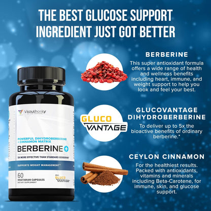 Berberine Ceylon Cinnamon Capsules | High Absorption Dihydroberberine | Vegan & Gluten Free | 30 Servings