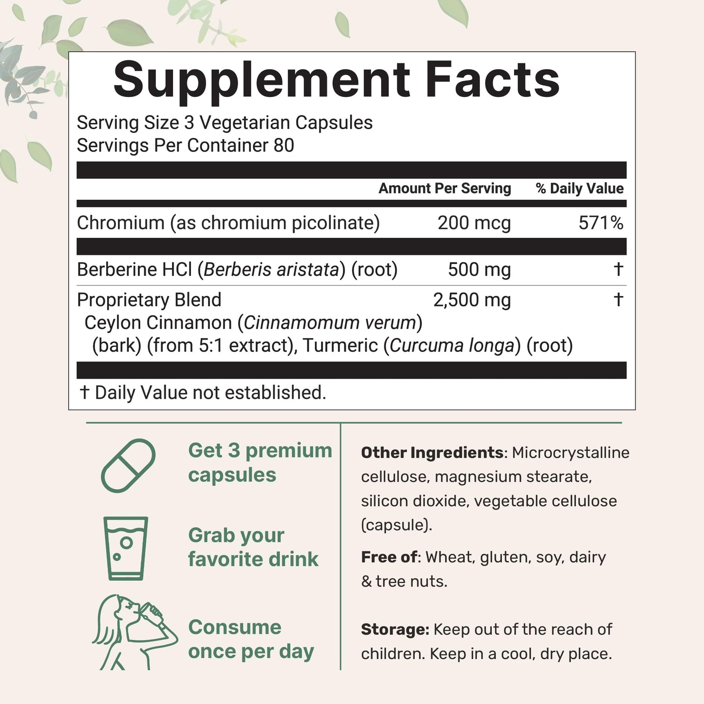Berberine with Cinnamon, Chromium & Turmeric – 3,000mg (240 Veggie Caps)