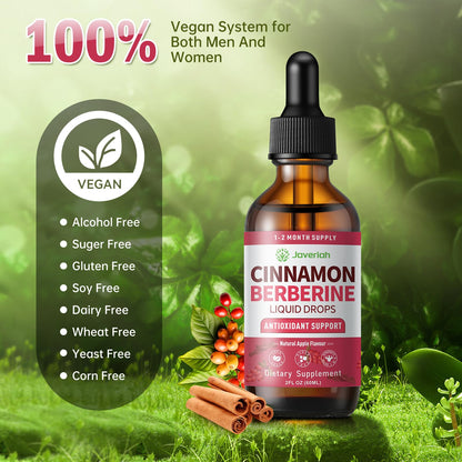 Berberine Drops with Ceylon Cinnamon & Turmeric – Vegan HCl Liquid Drops – 4 FL OZ (2 Pack)
