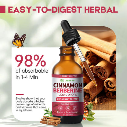 Berberine Drops with Ceylon Cinnamon & Turmeric – Vegan HCl Liquid Drops – 4 FL OZ (2 Pack)