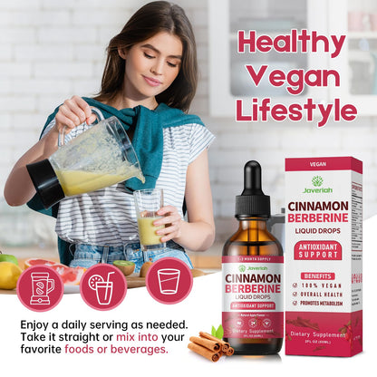 Berberine Drops with Ceylon Cinnamon & Turmeric – Vegan HCl Liquid Drops – 4 FL OZ (2 Pack)