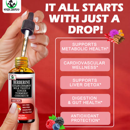 Berberine Drops - 6-in-1 High-Absorption Liquid Berberine (30 Servings)