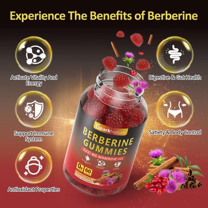 Berberine Gummies 2000 mg – Sugar Free, Vegan Raspberry (2 Pack, 120 Count)