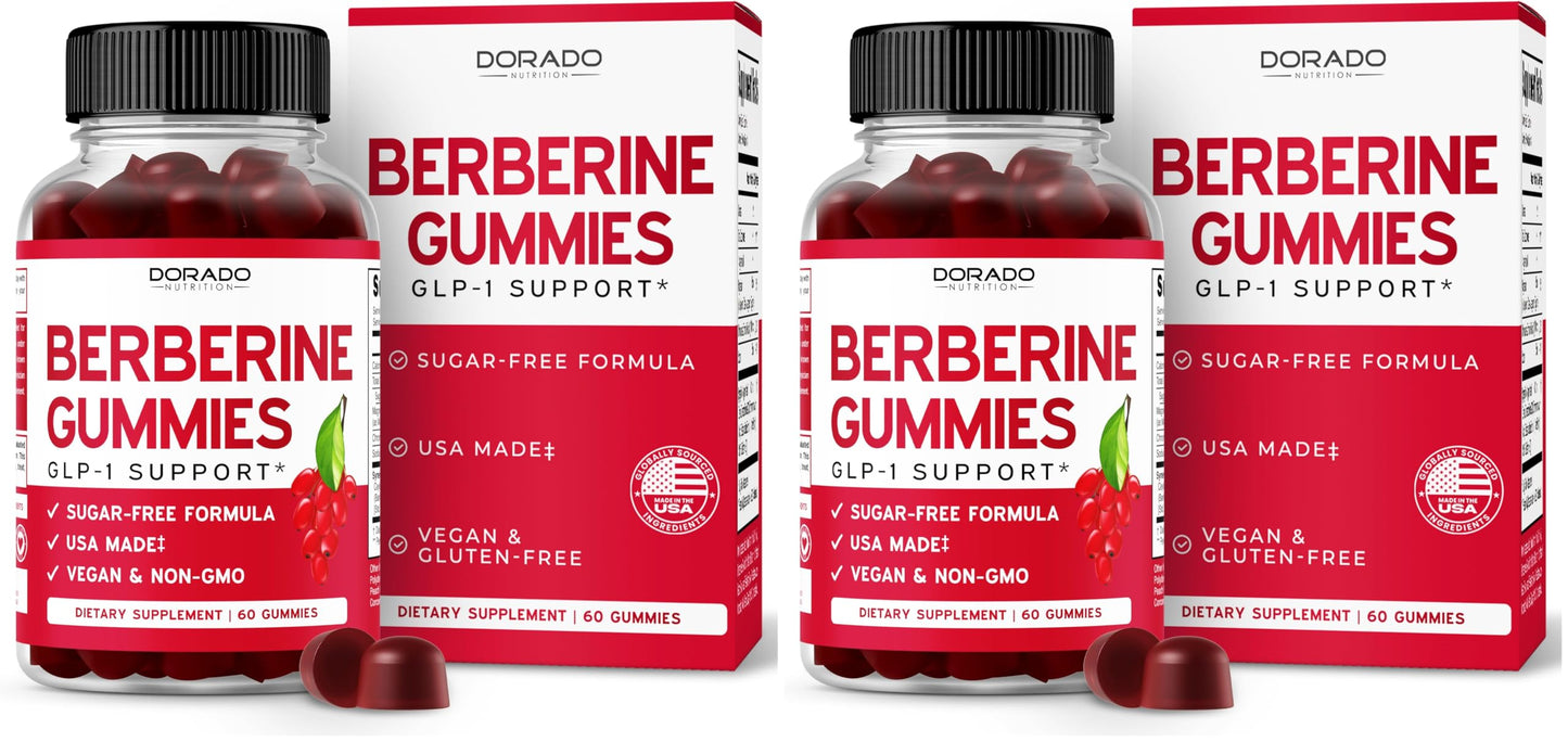 Berberine Gummies with Ceylon Cinnamon (1,200mg) – Sugar-Free, 60 Count, Pack of 2 | Made in USA, Third-Party Tested