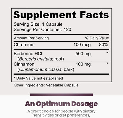 Simply Natures Pure Premium Berberine HCl 500mg - 120 Capsules - Cardiovascular GI Immune Support - Chromium Cinnamon (Pack of 3)