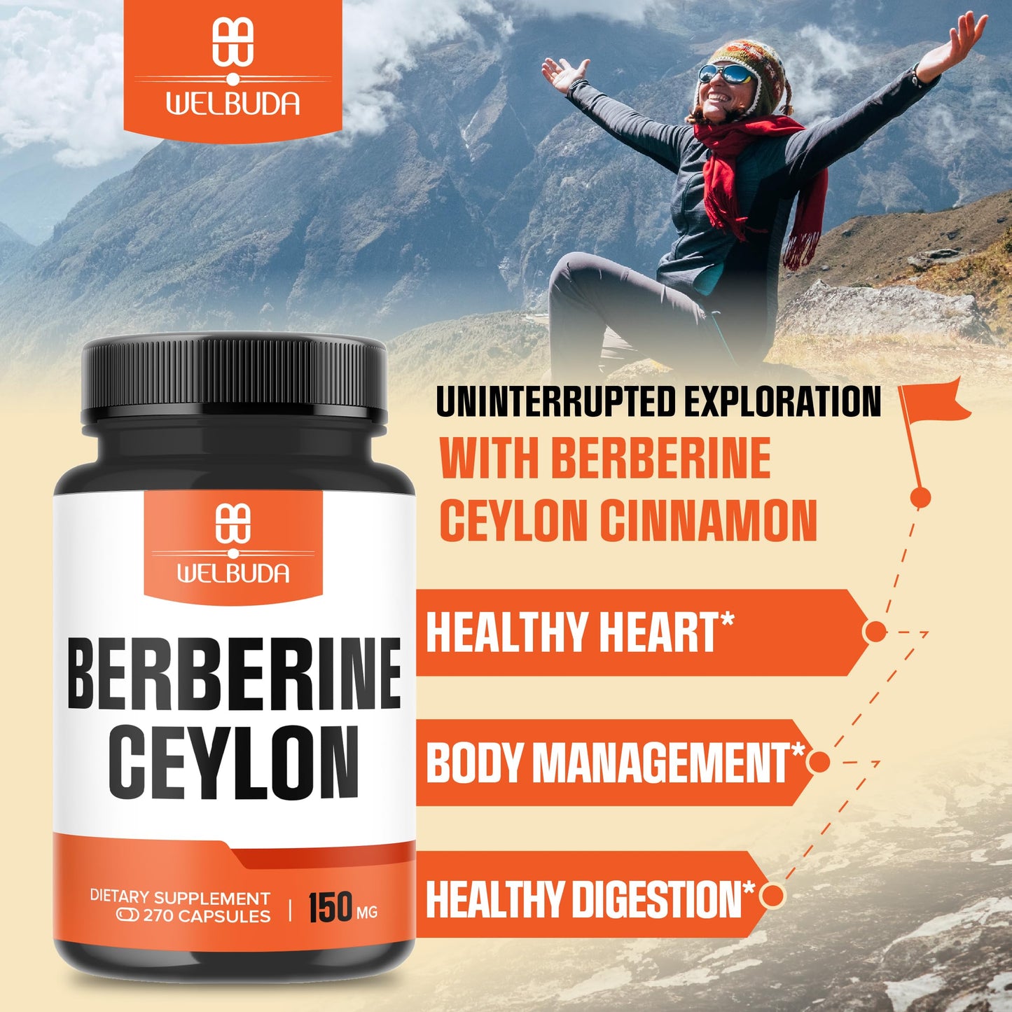 Berberine Supplement with Ceylon Cinnamon – Circulatory Health & Wellness (270 Capsules)