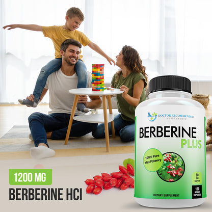 Doctor Recommended Berberine Plus 1200mg Per Serving – 120 Veggie Capsules with Royal Jelly