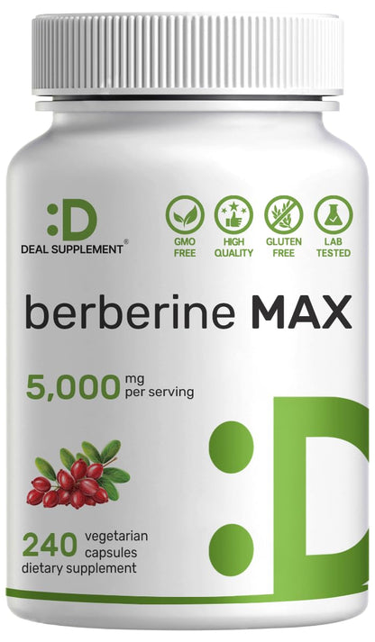 Berberine Max with Turmeric – 5,000mg per Serving | 97% Berberine HCl