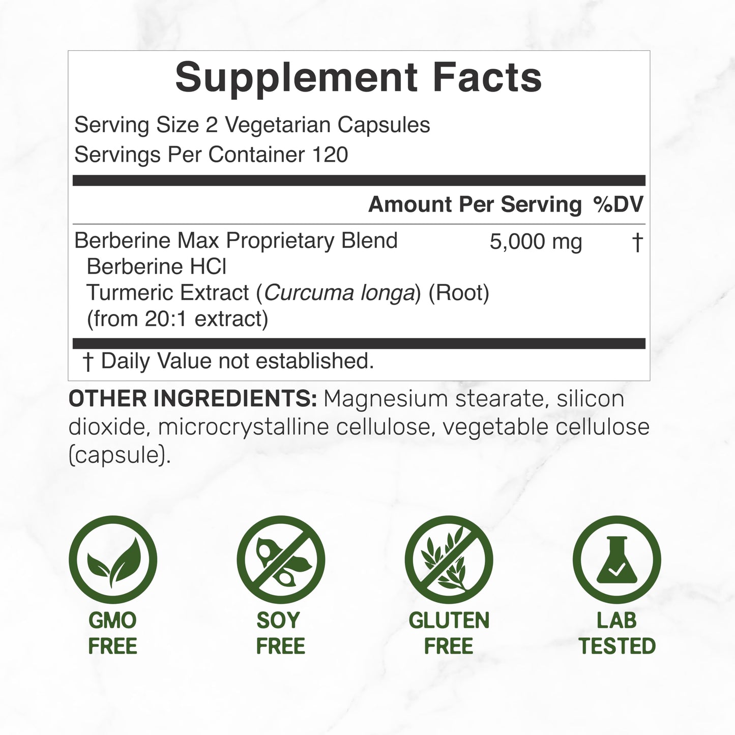 Berberine Max with Turmeric – 5,000mg per Serving | 97% Berberine HCl