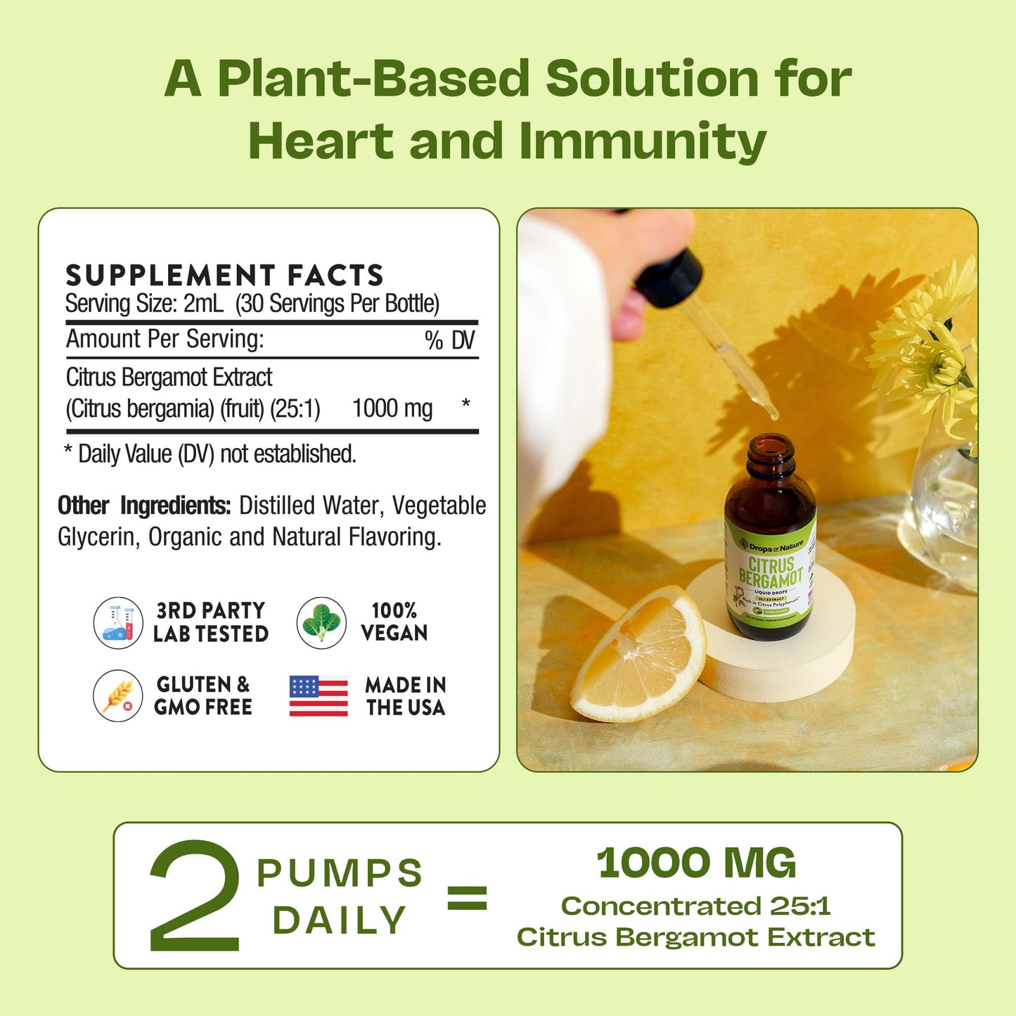 Citrus Bergamot Extract 25:1 Liquid Drops – Vegan & Gluten-Free | Heart Wellness & Metabolic Support