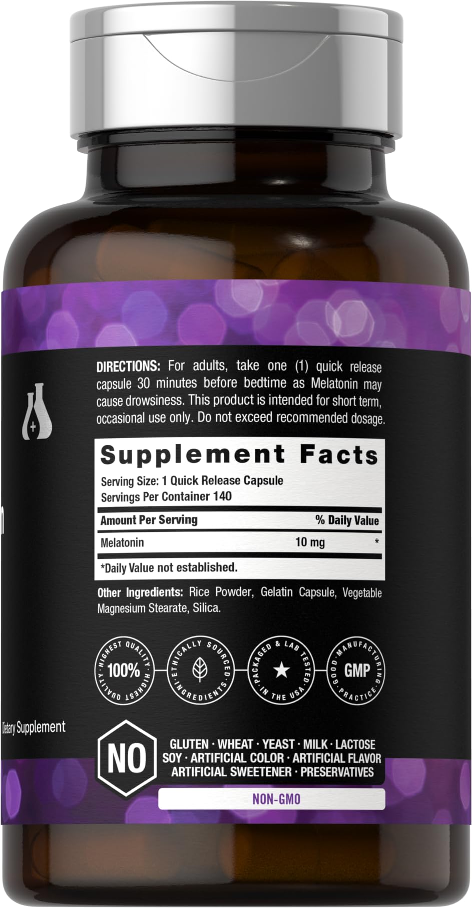 Horbäach Berkshire Labs Melatonin 10mg | 140 Quick Release Capsules | Extra Strength | Non-GMO Gluten Free
