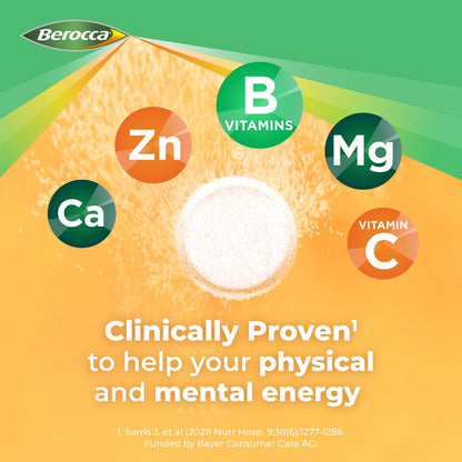 Berocca Energy Vitamin B & C Orange Flavour – 60 Pack | Effervescent Tablets