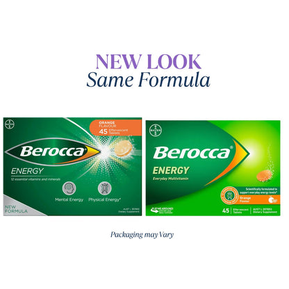 Berocca Energy Vitamin B & C Orange Flavour – 60 Pack | Effervescent Tablets