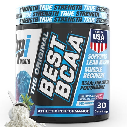 BPI Sports Best BCAA Powder – Blue Raspberry, 30 Servings | Muscle Recovery & Hydration